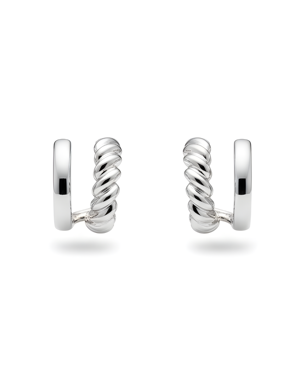 Silver Twist Double Hoops