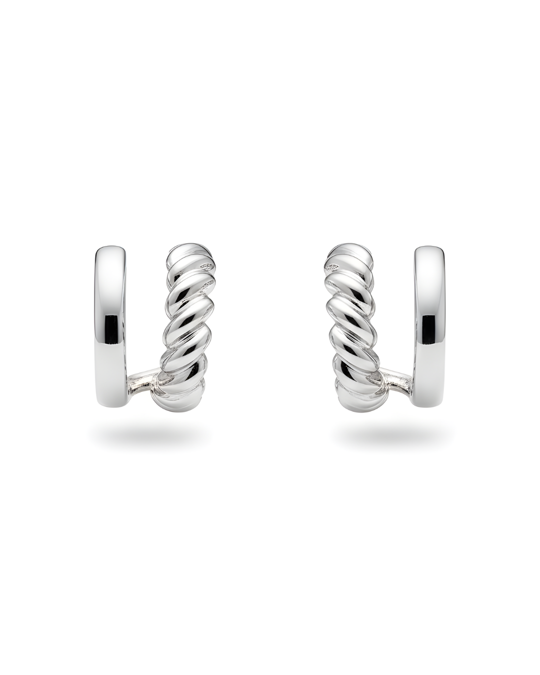 Silver Twist Double Hoops
