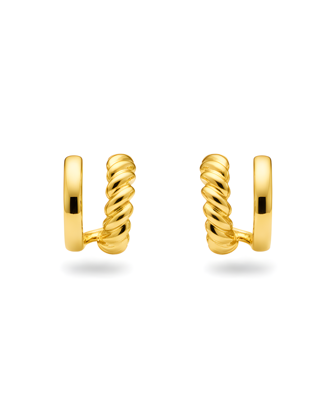 Golden Twist double hoops