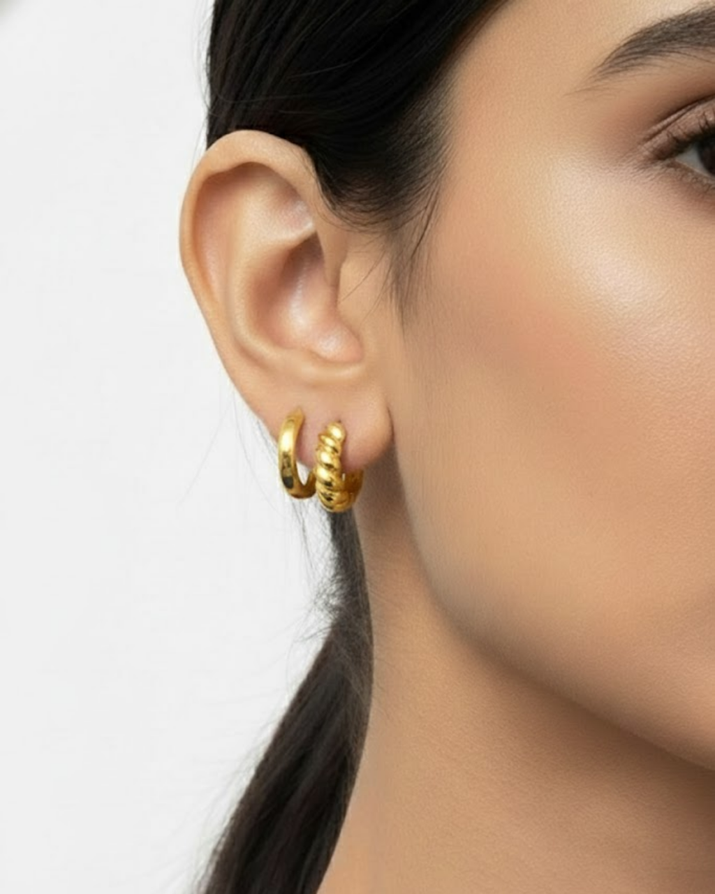 Golden Twist double hoops