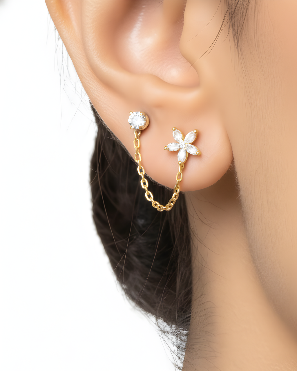 Iris Floral Chain Earrings