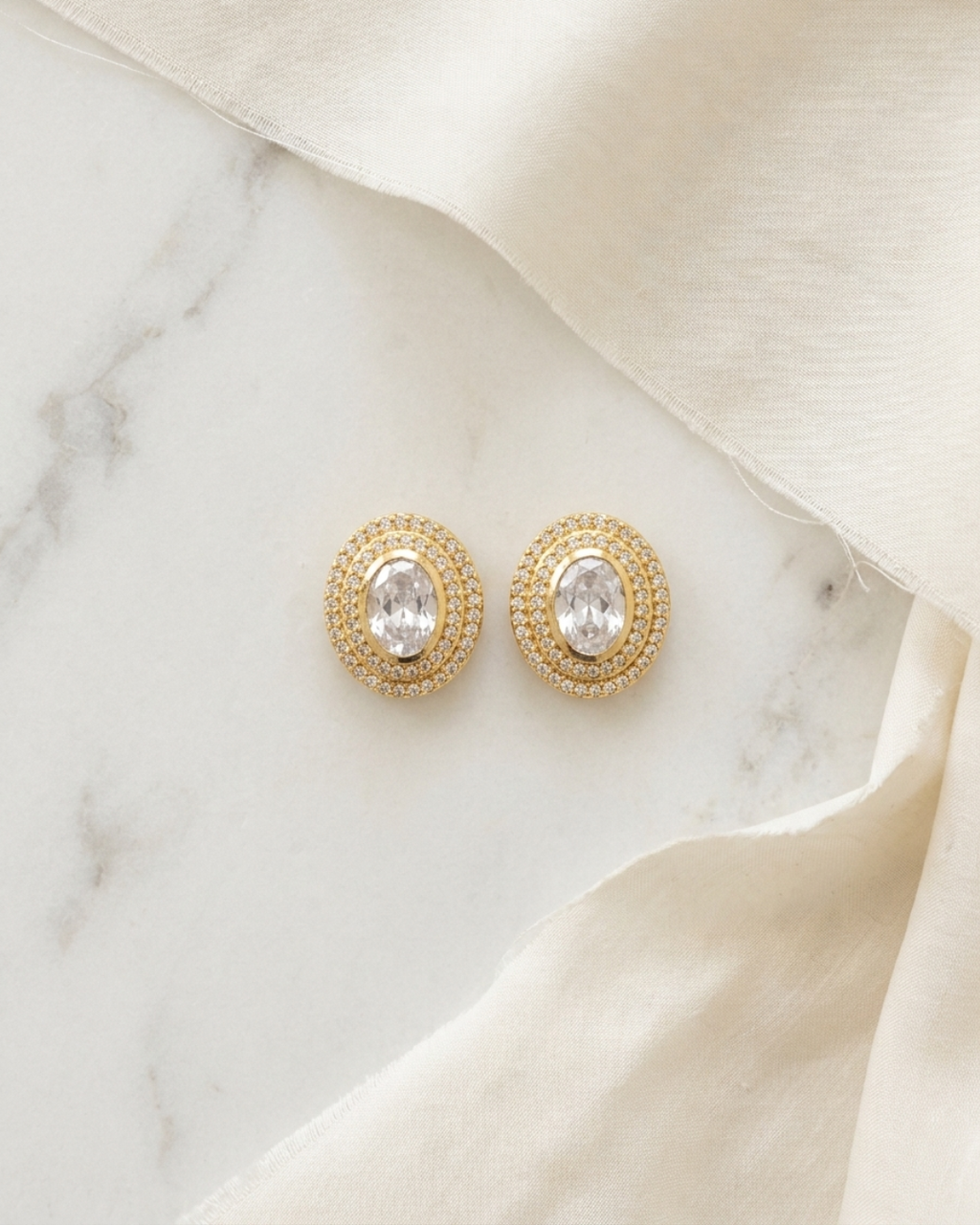 Oval Polki Studs