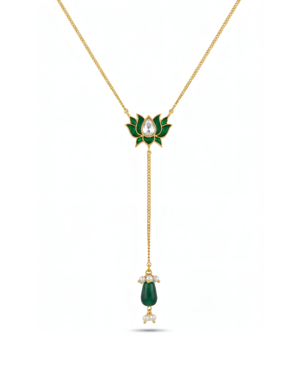 Vanya Lotus Lariat Pendant Necklace