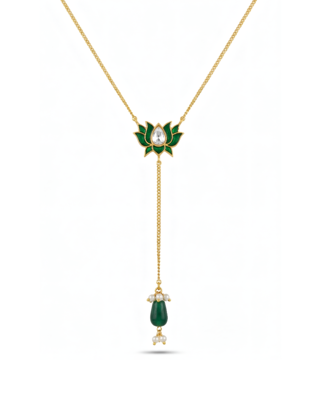 Vanya Lotus Lariat Pendant Necklace