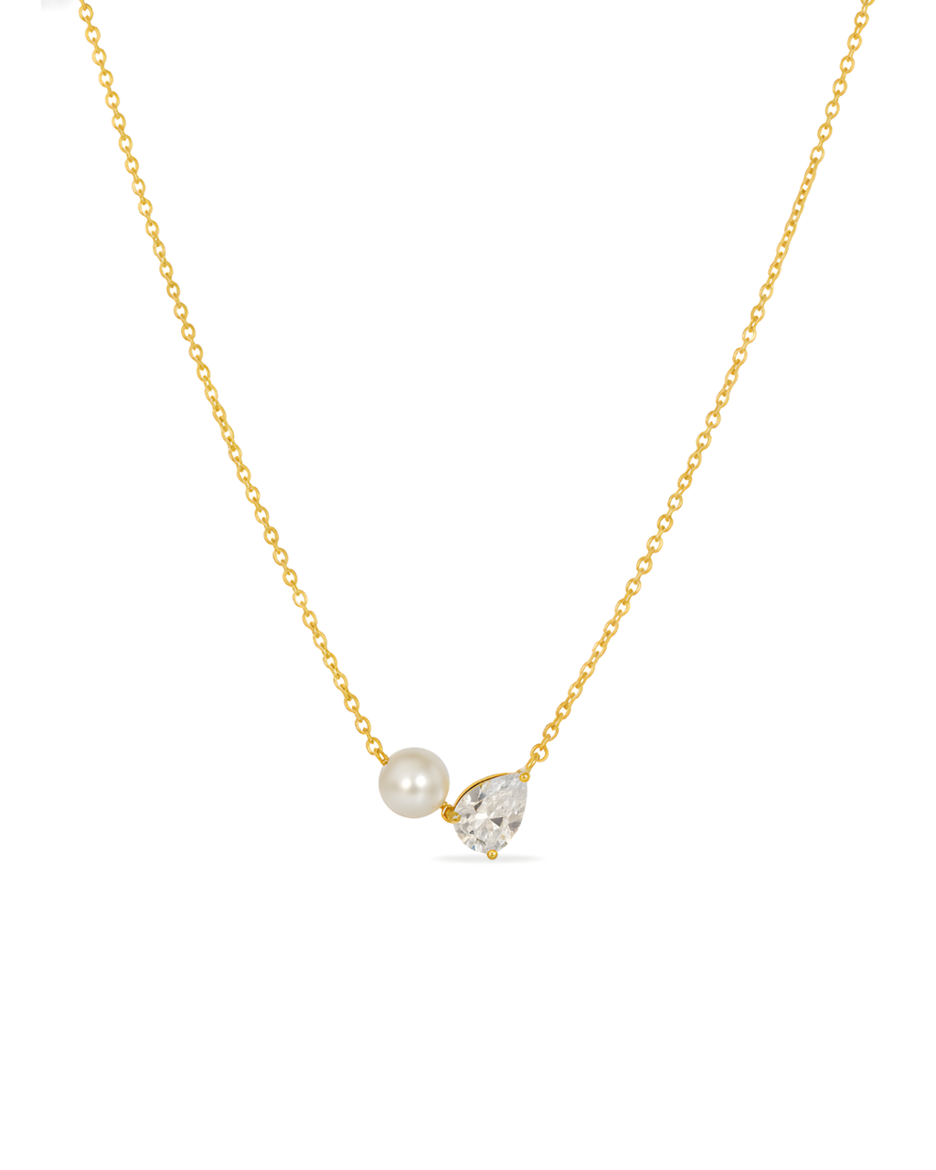 Golden Pearl and Pear Necklace