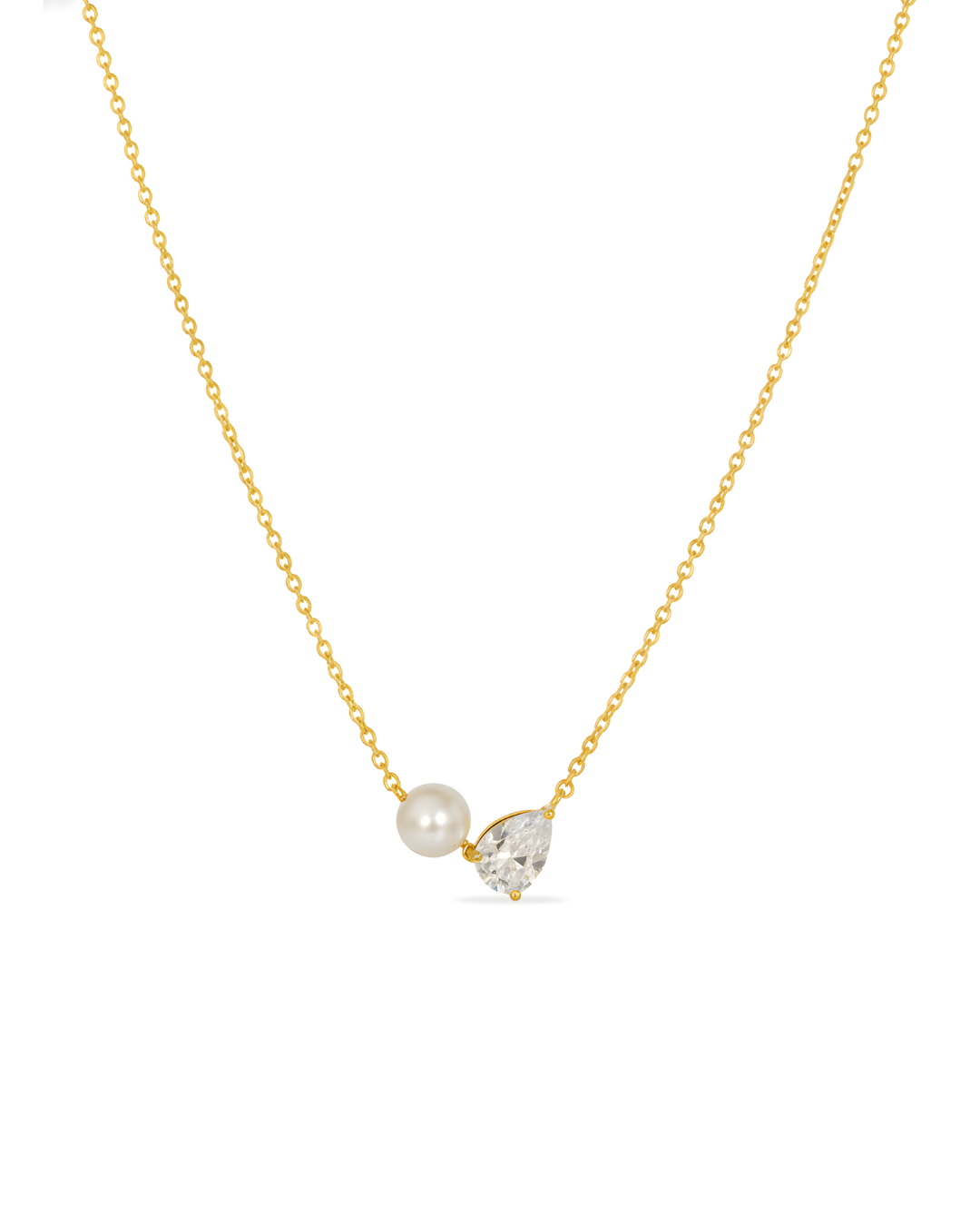 Golden Pearl and Pear Necklace