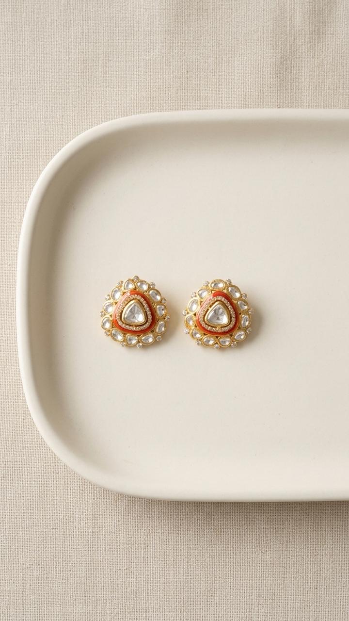 Pink Polki Studs
