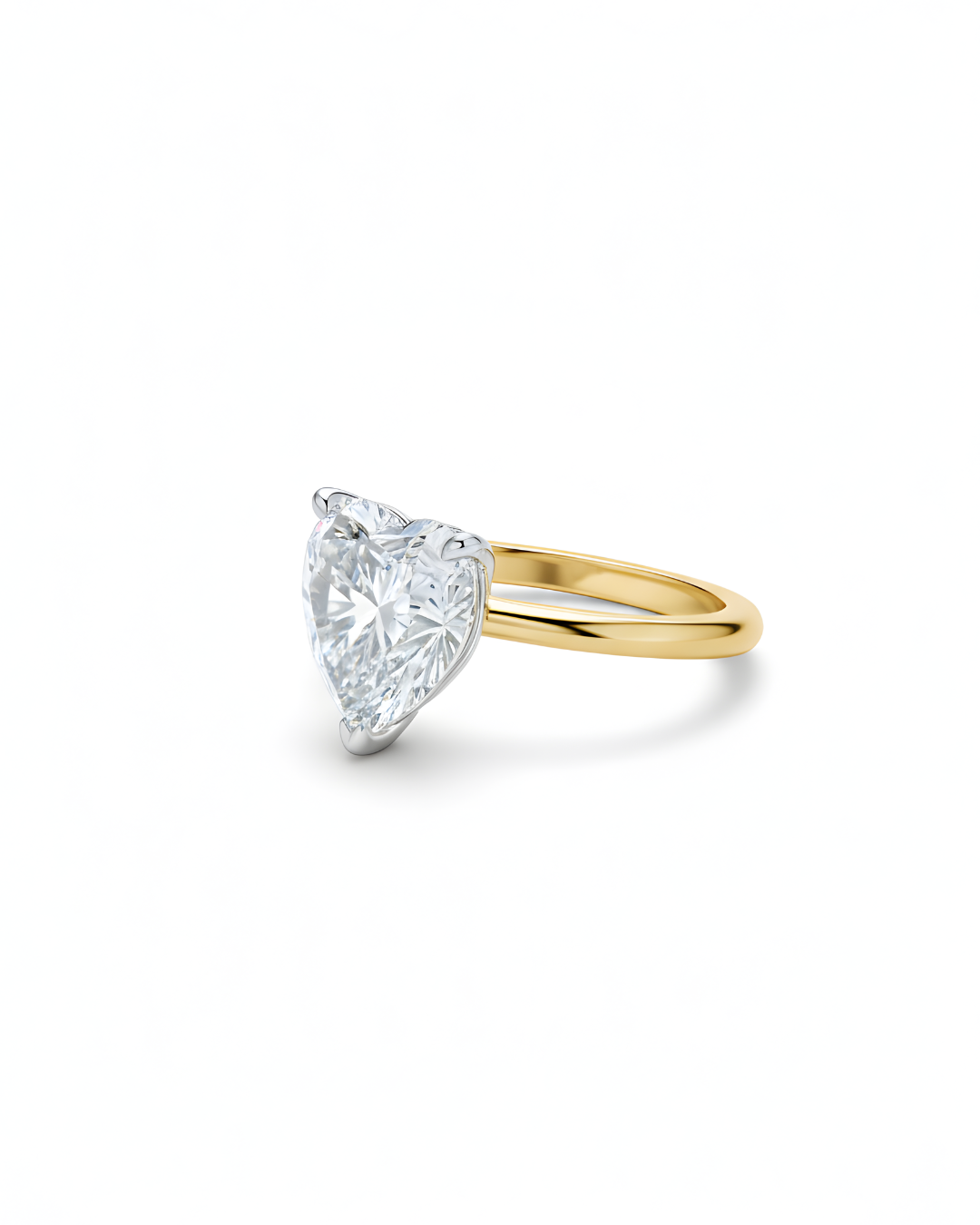 Golden Heart Solitaire Ring