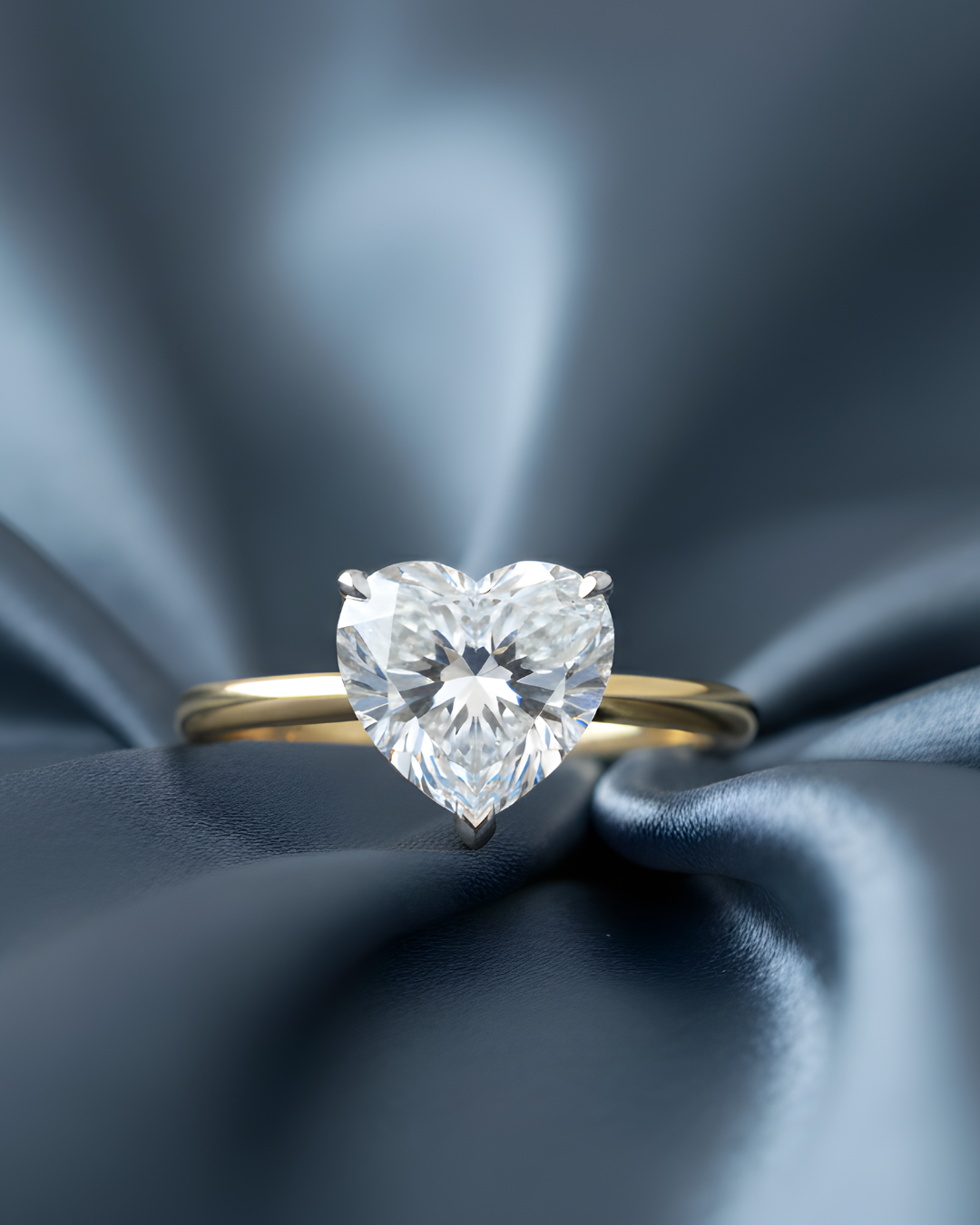 Golden Heart Solitaire Ring