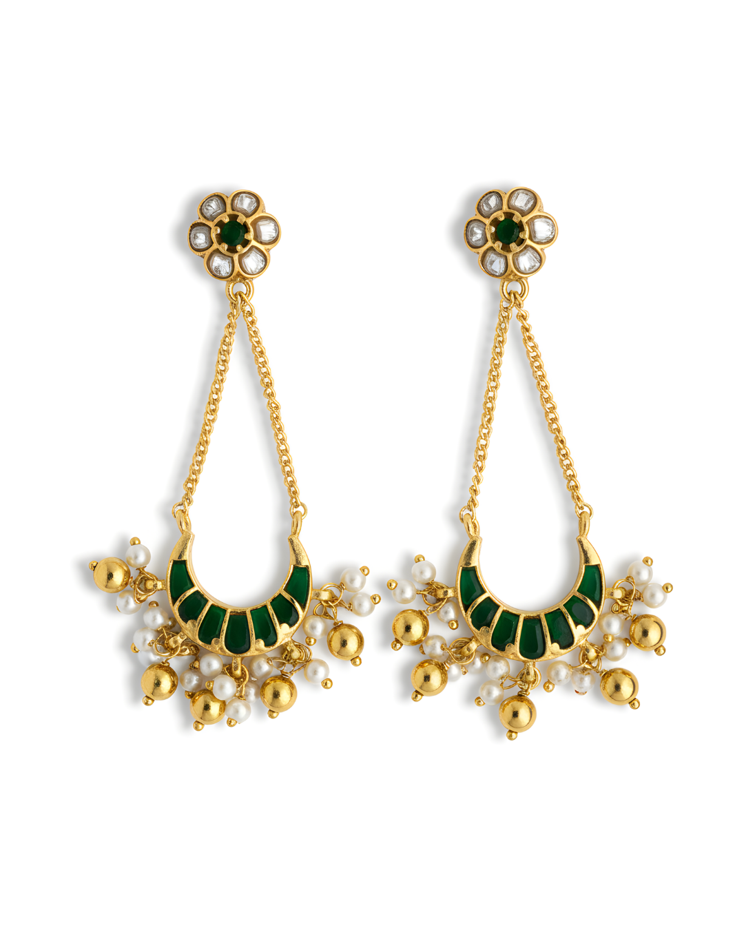 Gulbahar Chandbali Chain Earrings