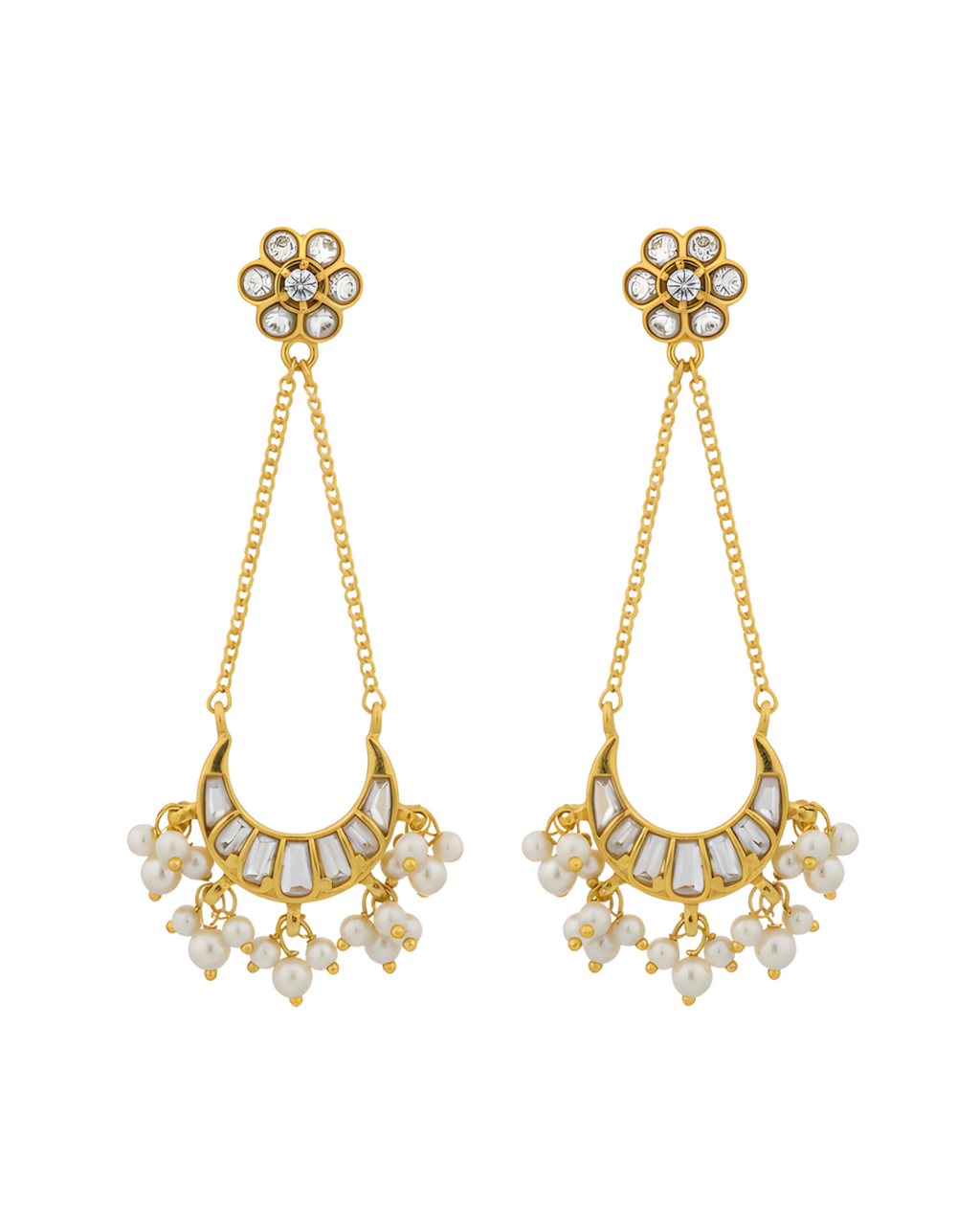 Shvet Chandbali Chain Earrings
