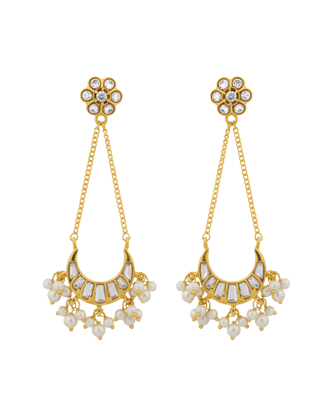 Shvet Chandbali Chain Earrings