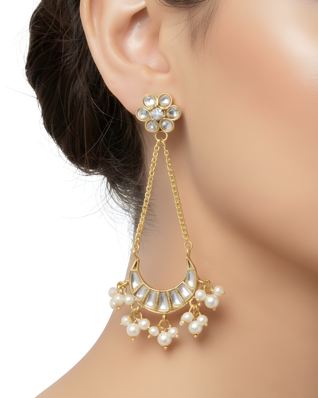 Shvet Chandbali Chain Earrings