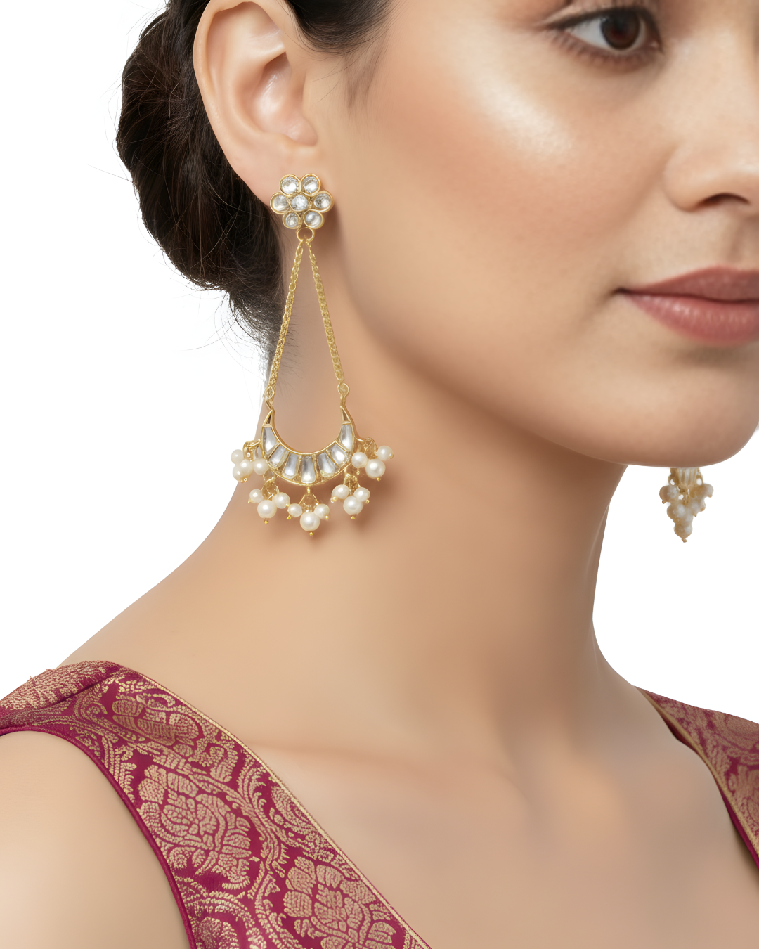 Shvet Chandbali Chain Earrings