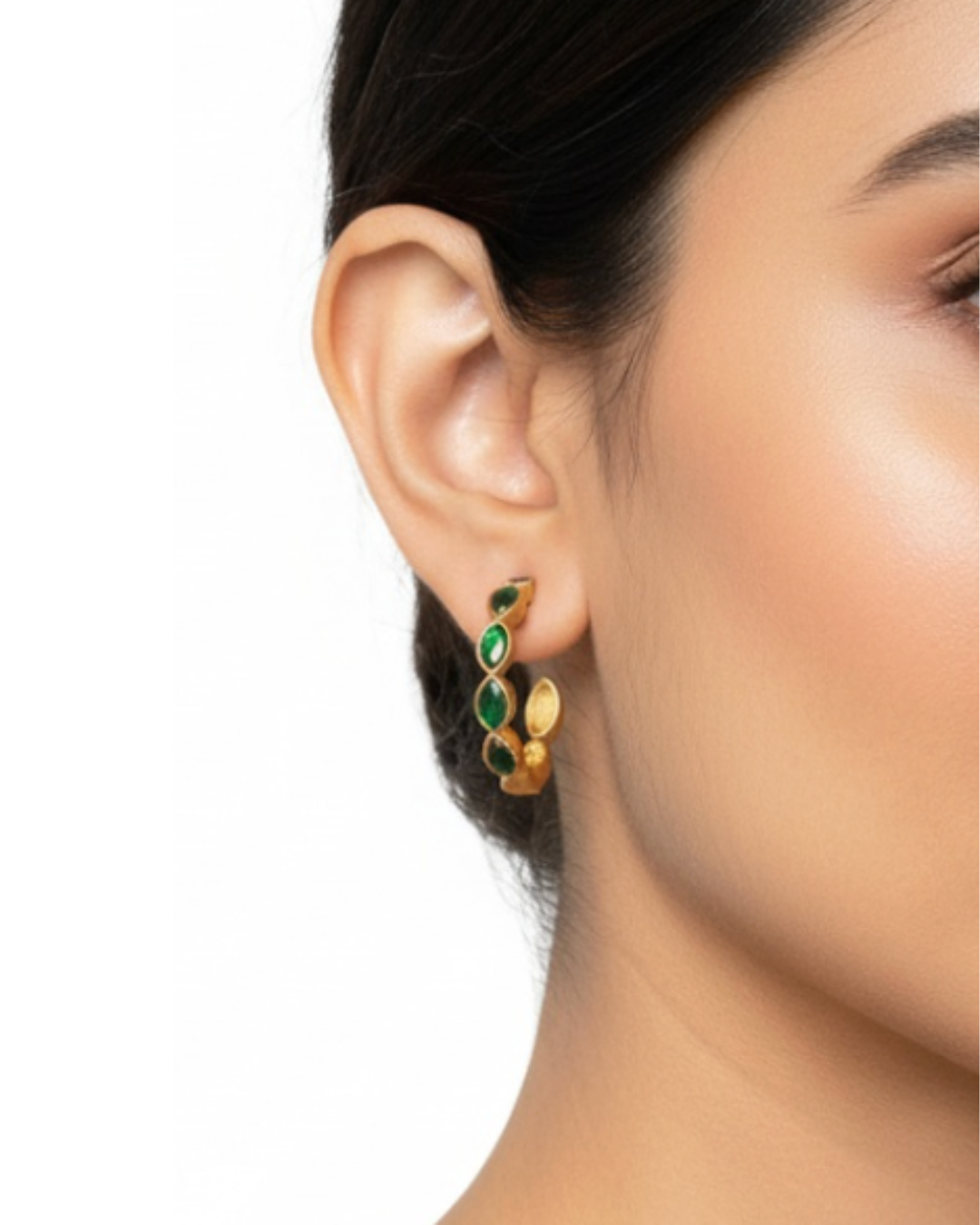 Viridian Kundan Hoops
