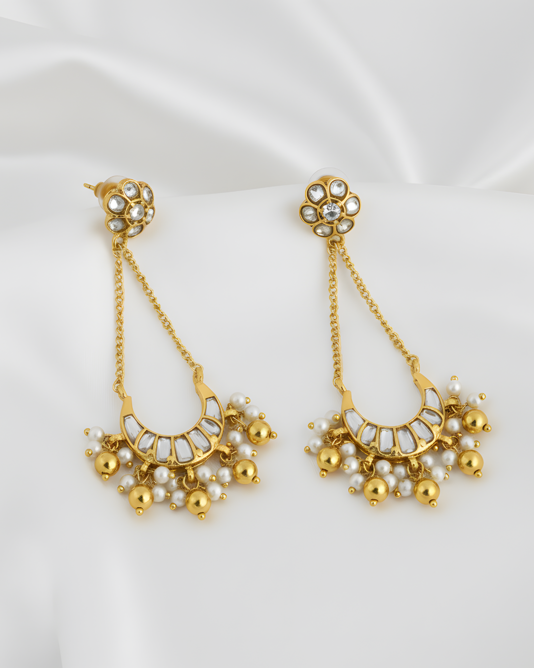 Shvet Chandbali Chain Earrings