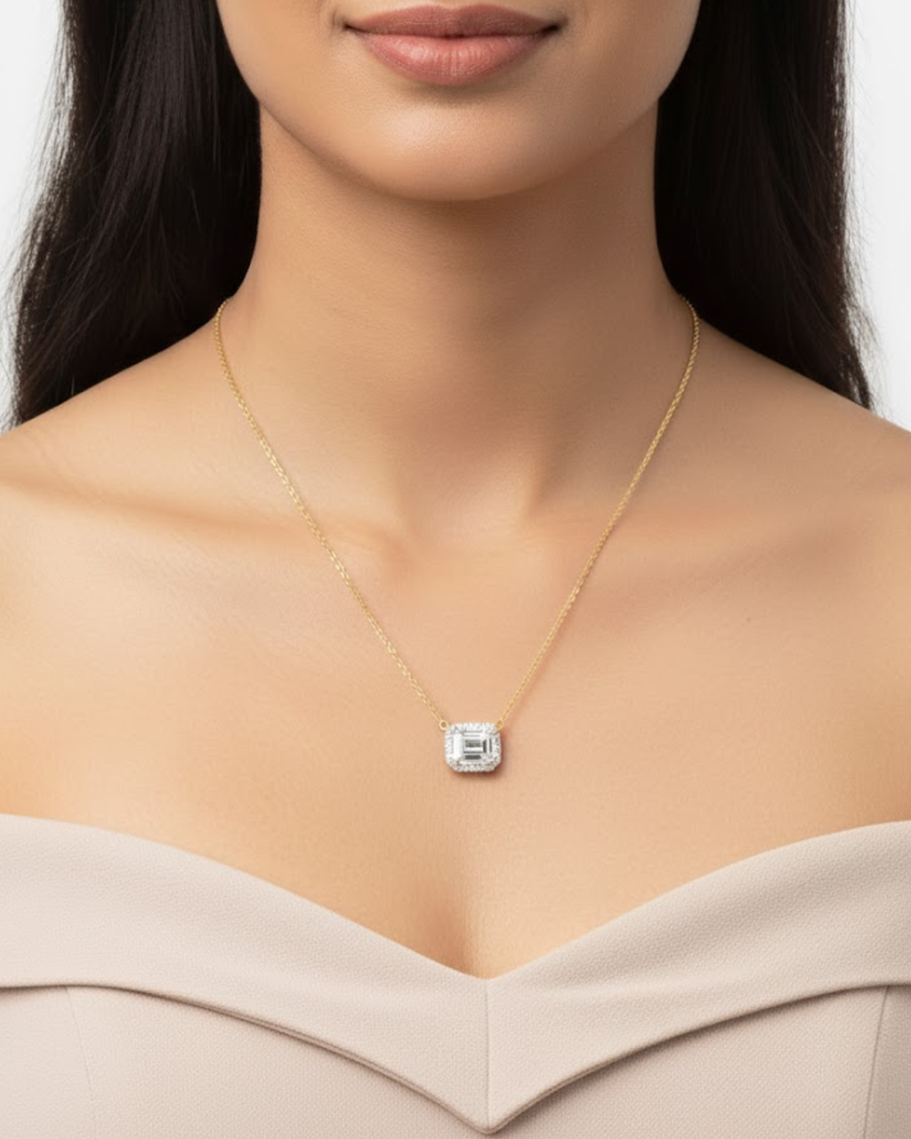 Aureen Emerald Solitaire Necklace