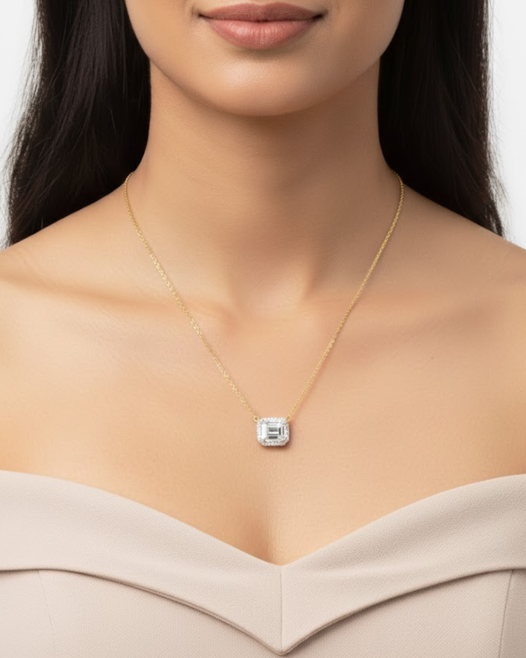 Aureen Emerald Solitaire Necklace