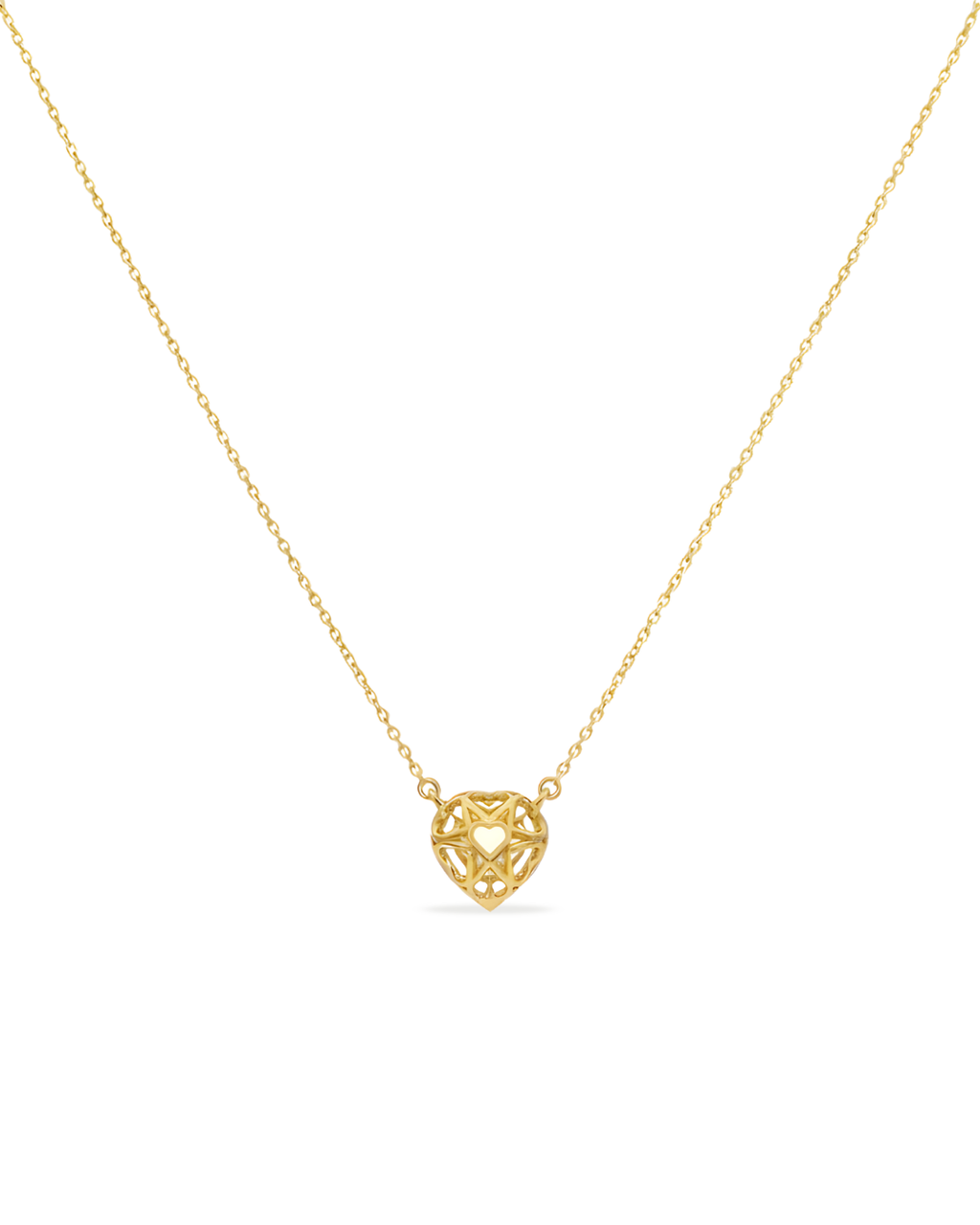 Alora Golden Heart Solitaire Necklace