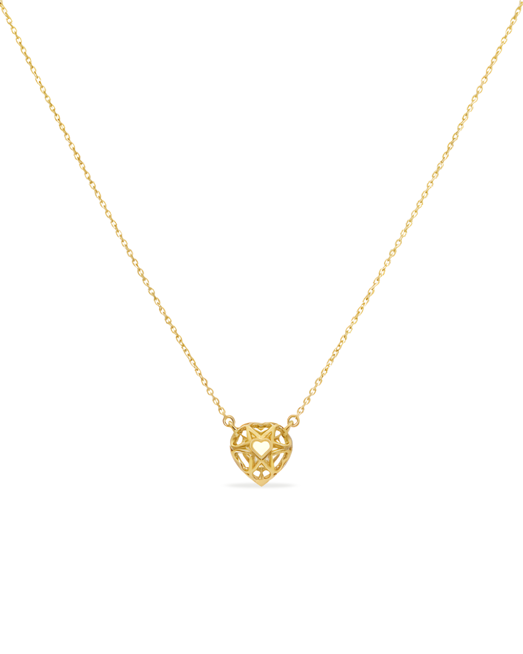 Alora Golden Heart Solitaire Necklace
