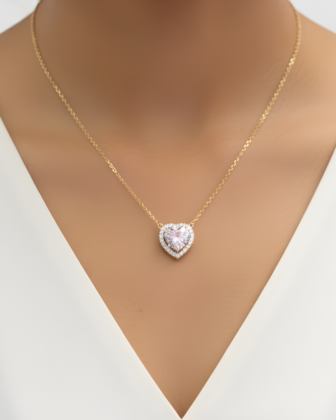 Alora Golden Heart Solitaire Necklace