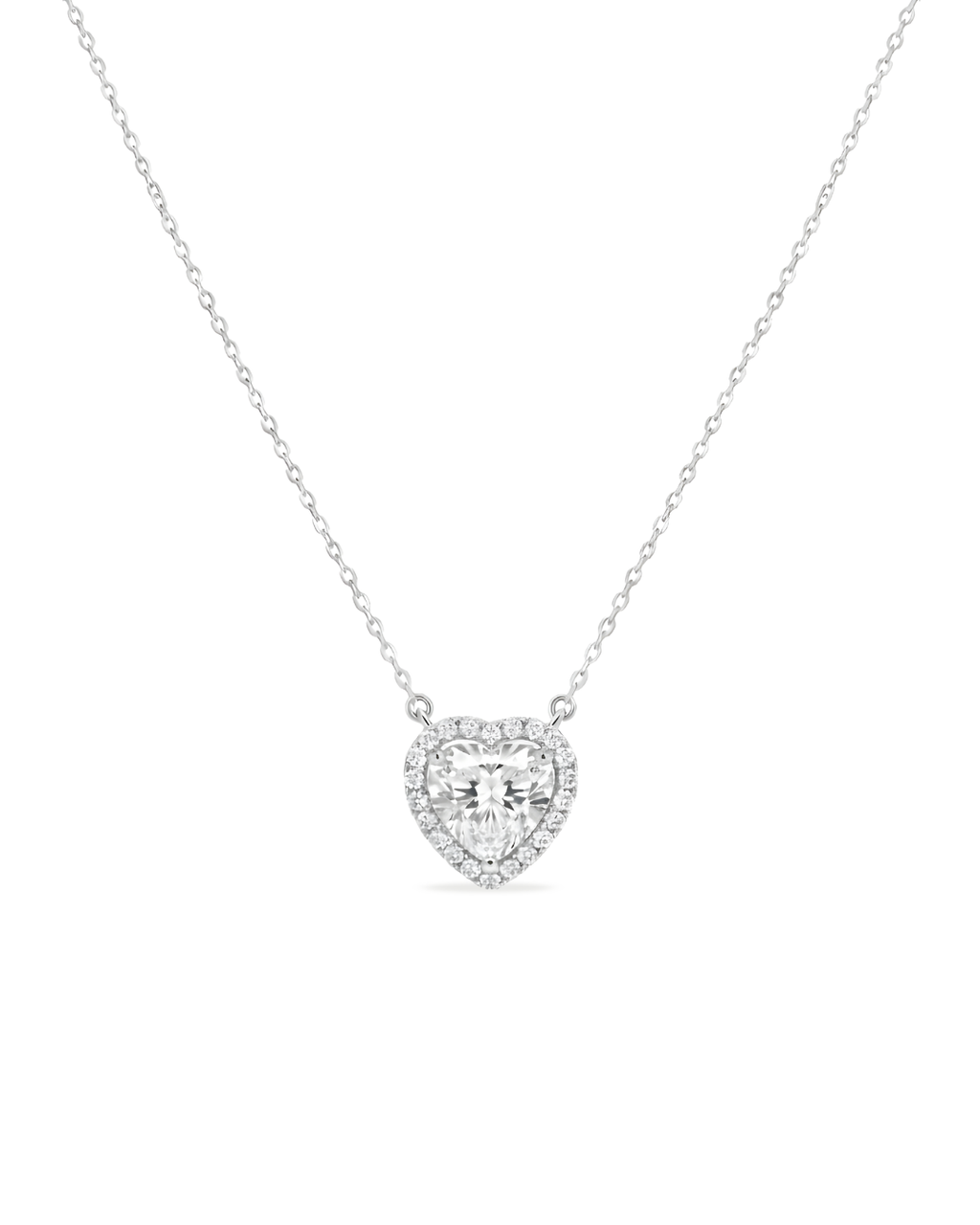 Alora Silver Heart Solitaire Necklace