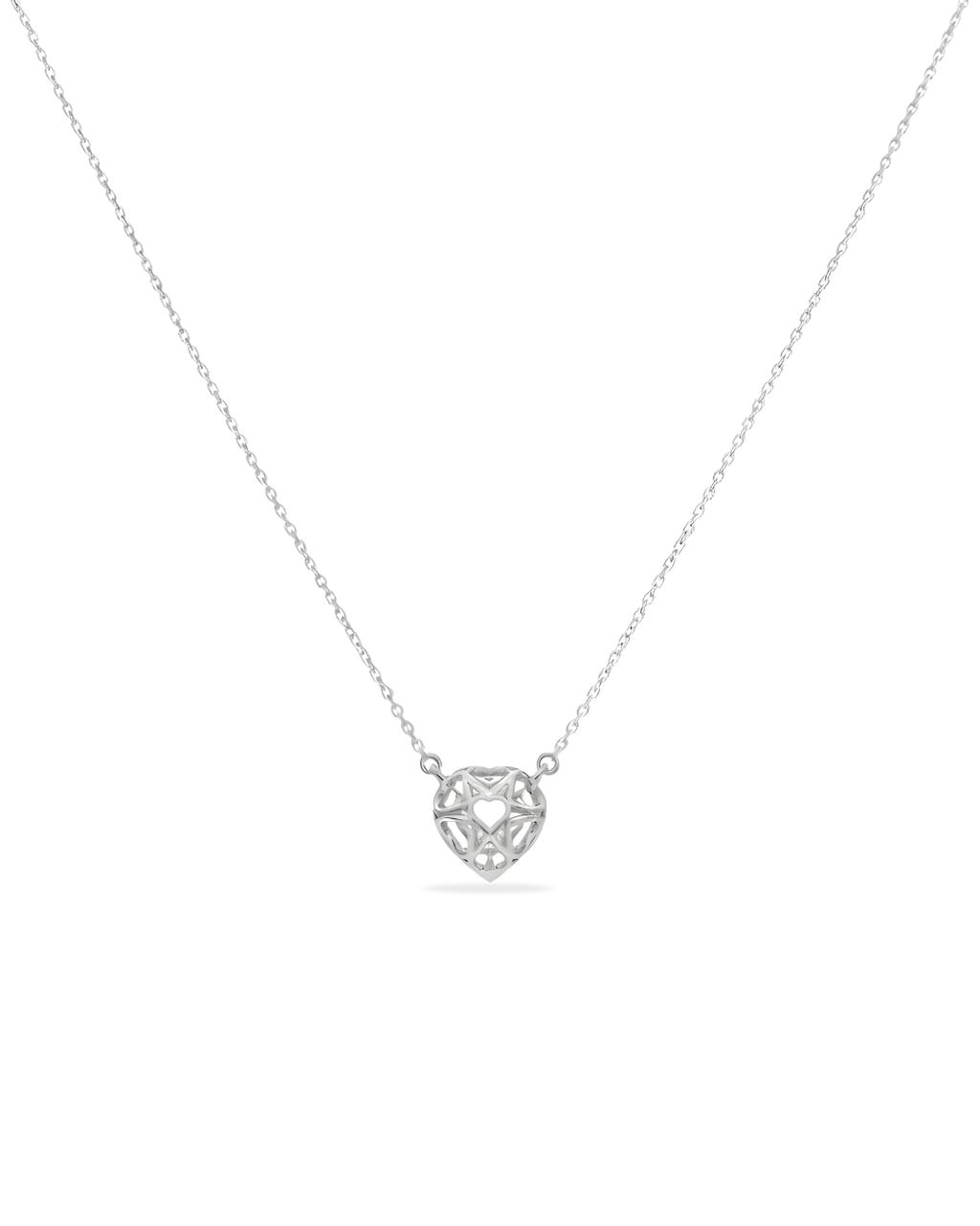 Alora Silver Heart Solitaire Necklace