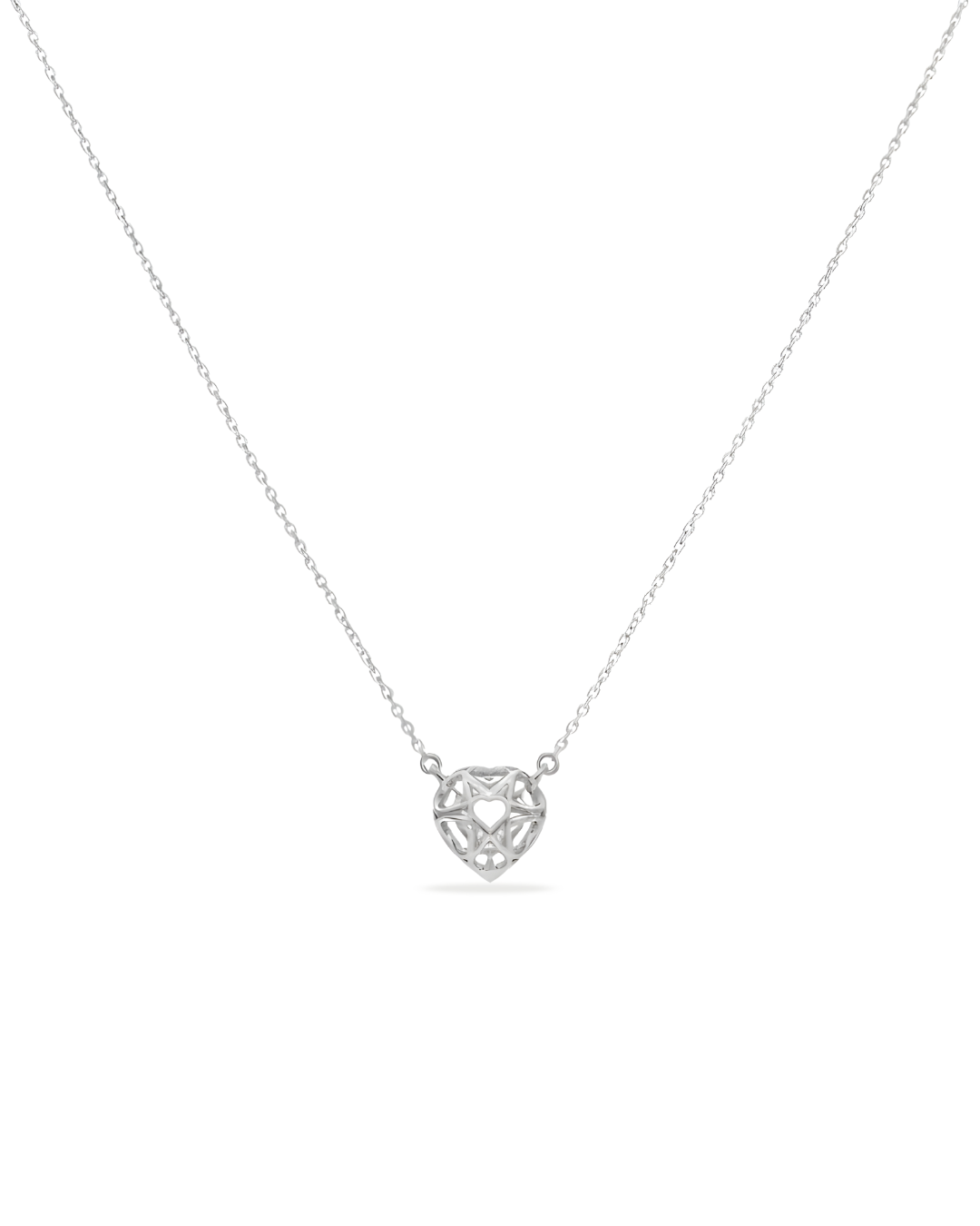 Alora Silver Heart Solitaire Necklace