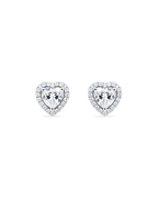 Classic Pave Heart Solitaire Studs