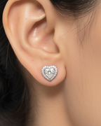 Classic Pave Heart Solitaire Studs