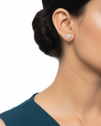 Classic Pave Heart Solitaire Studs