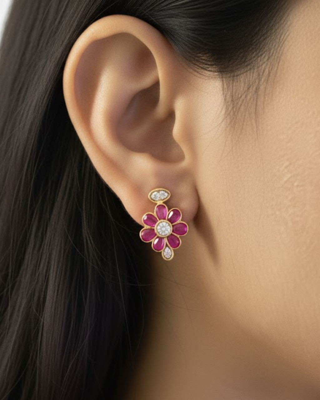 Ruhani Ruby Bloom Studs
