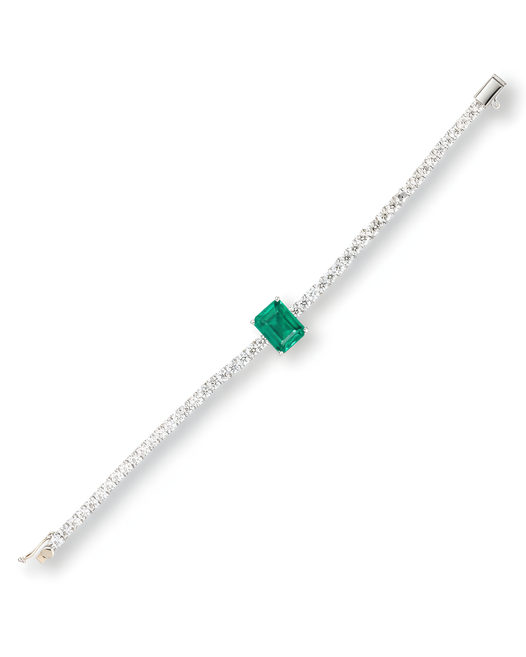 Emerald Solitaire Tennis Bracelet