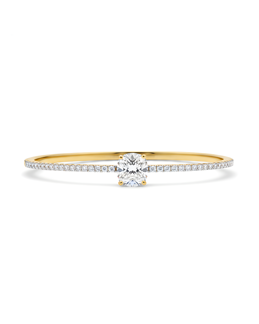 Golden Round Solitaire Pave Bracelet