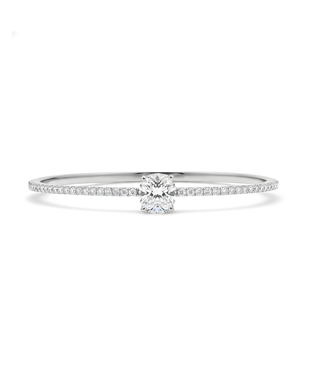 Silver Round Solitaire Pave Bracelet