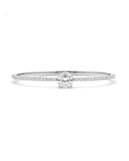Silver Round Solitaire Pave Bracelet