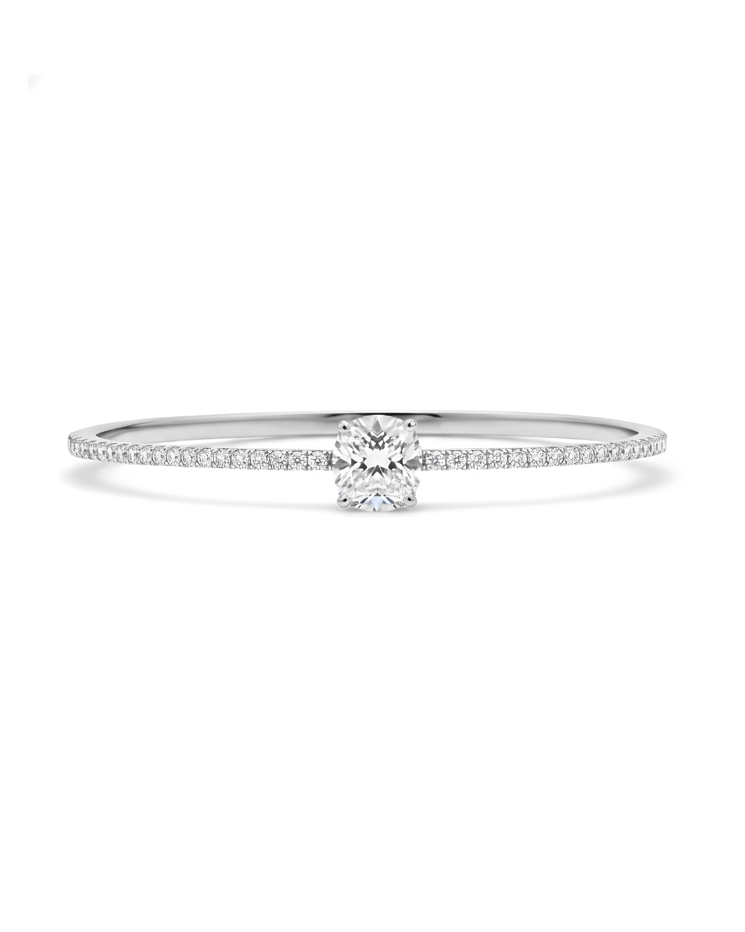 Silver Round Solitaire Pave Bracelet