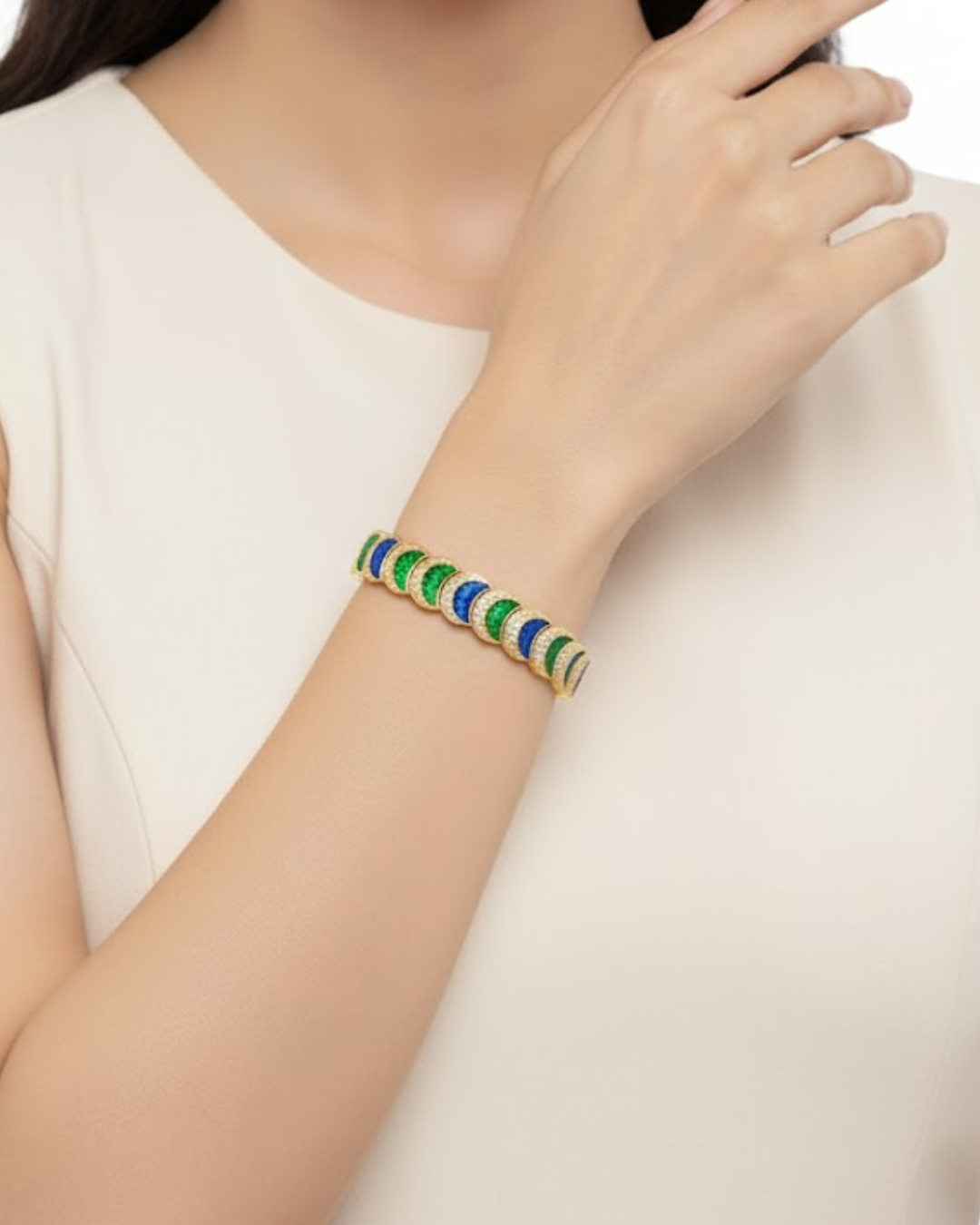 Ishara Enamel Crescent Bracelet