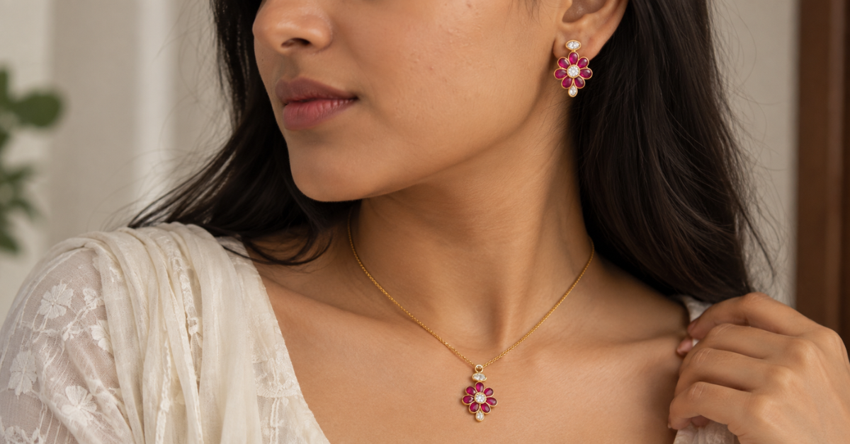 Ruhani Ruby Pendant Set